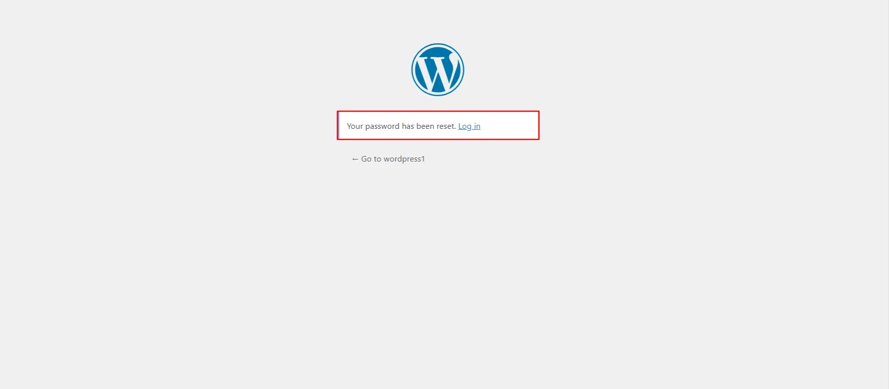 WordPress Password Reset - Lyckad lösenordsåterställning