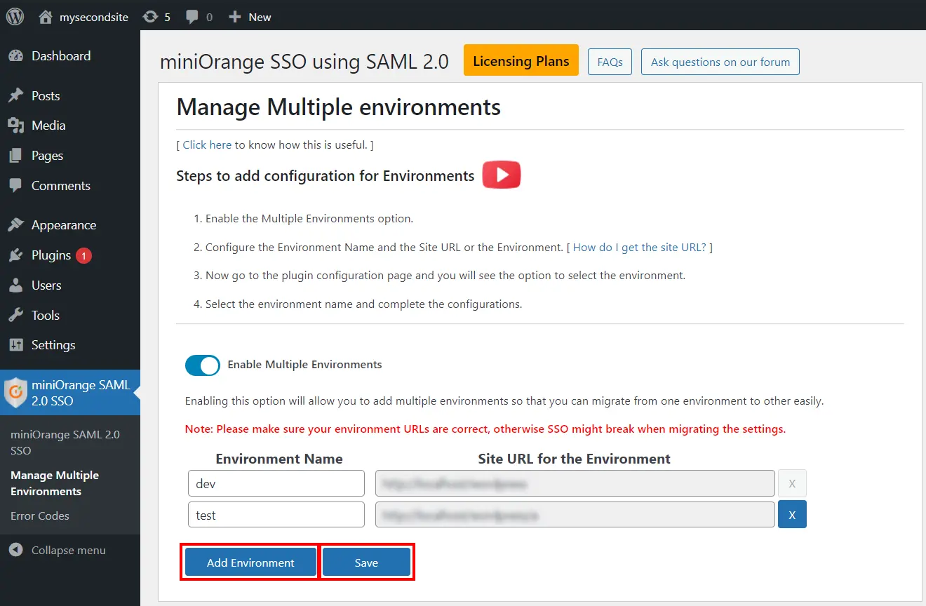 WordPress Migration in Multiple Environments - Add Environment