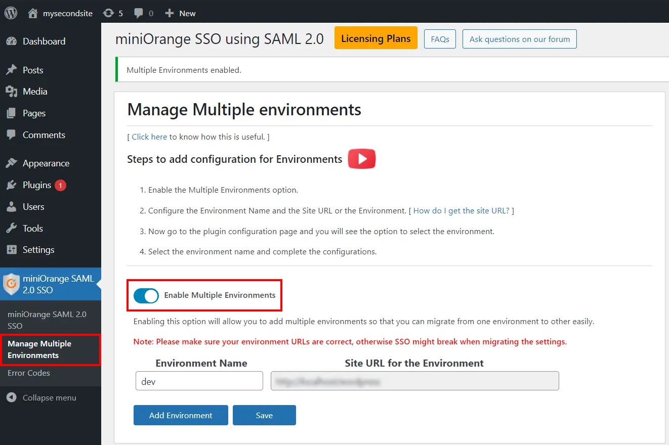 WordPress Migration in Multiple Environments - Enable Multiple Environments