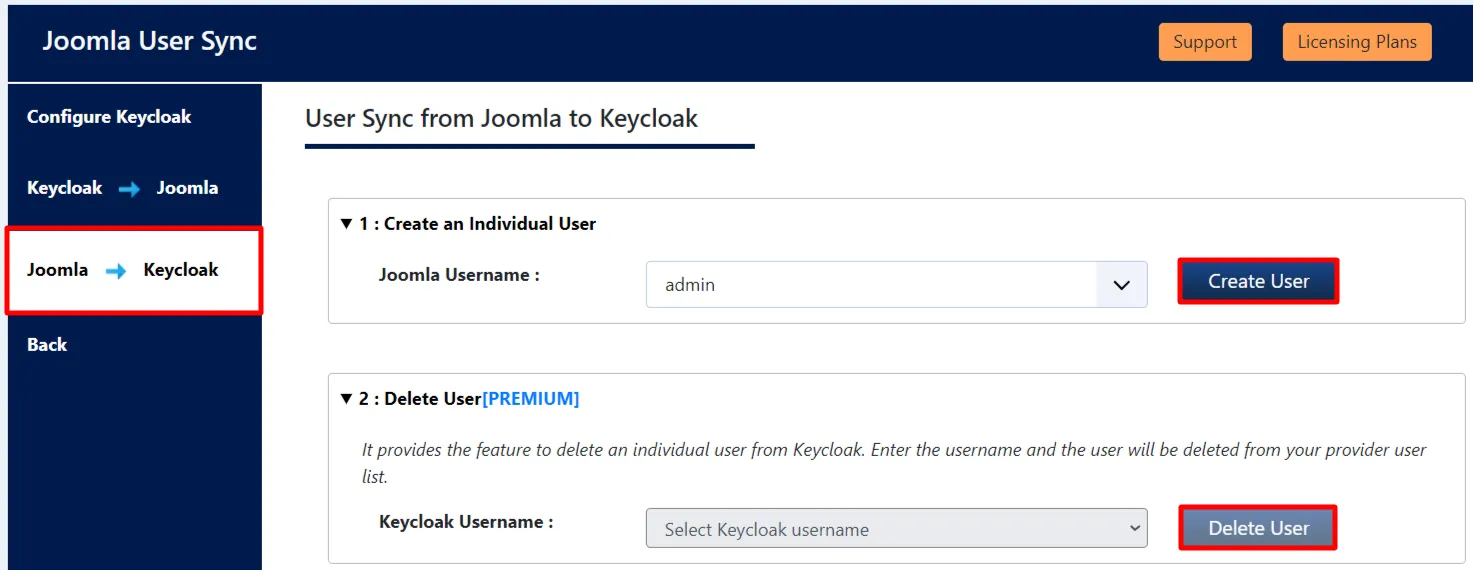 Sincronización de usuario de Keycloak con Joomla - Crear usuario