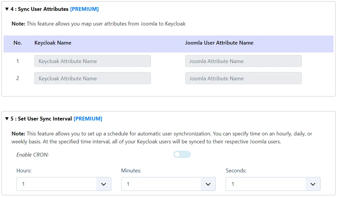 KeycloakユーザーとJoomlaの同期 - 属性の設定