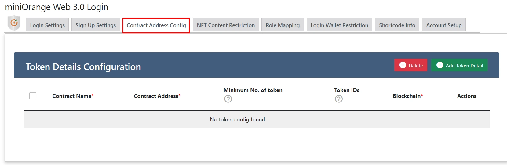 WP Web3- NFT Token Gating configure address tab
