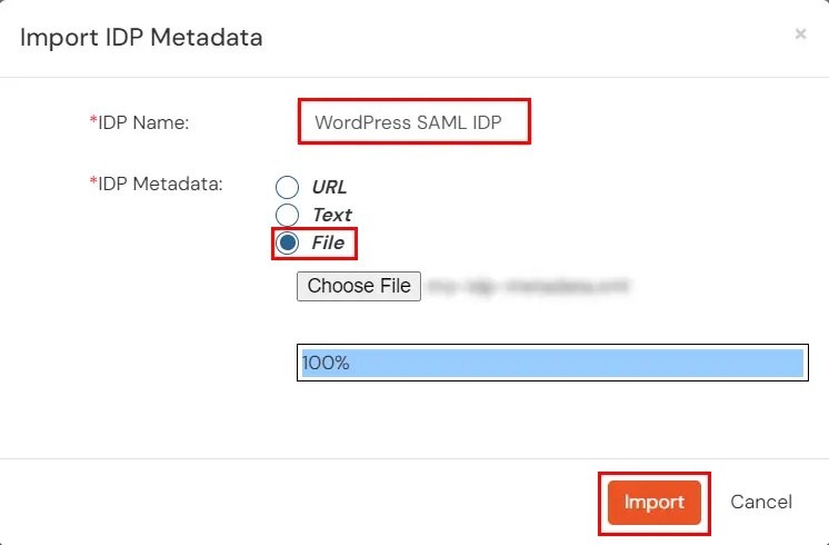 miniOrange (as SP) SAML SSO using WordPress as IDP | Import IDP Metadata
