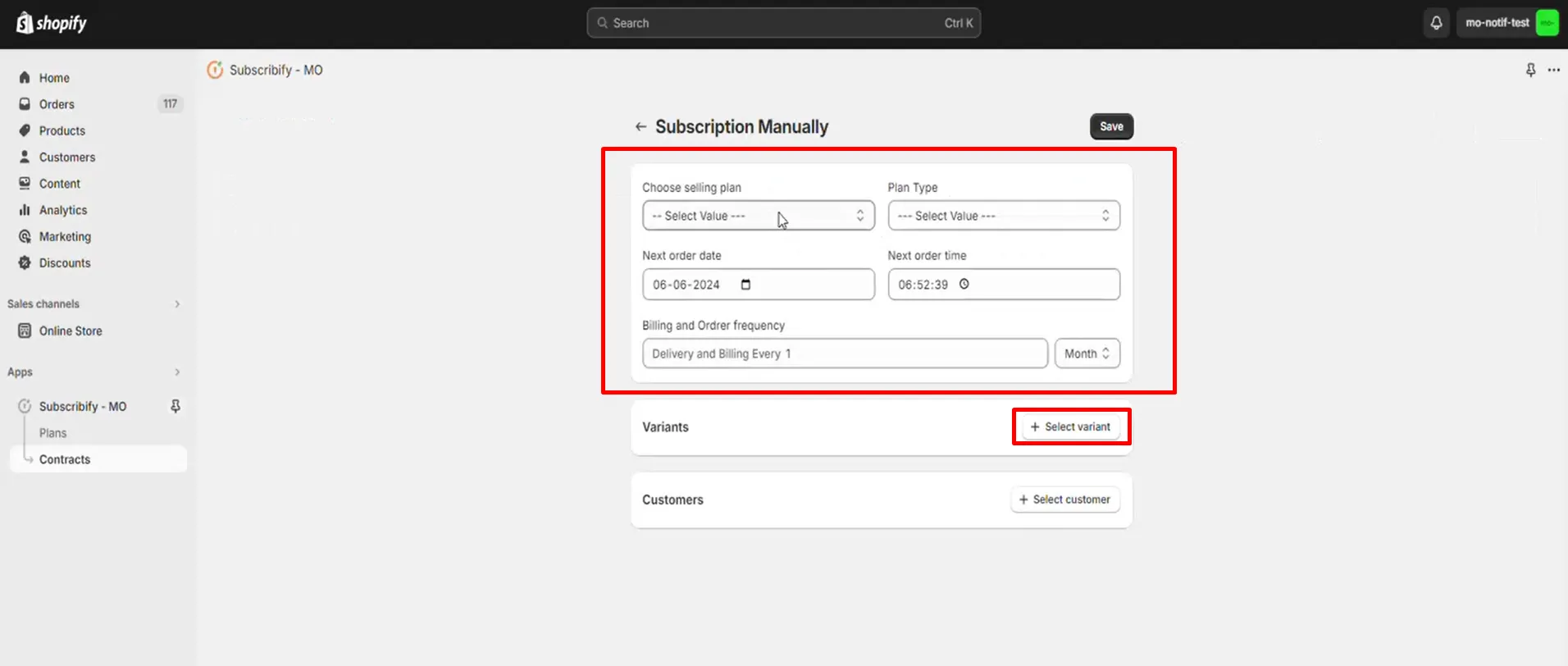 Shopify Subscription Management - Add Subscriptiton product