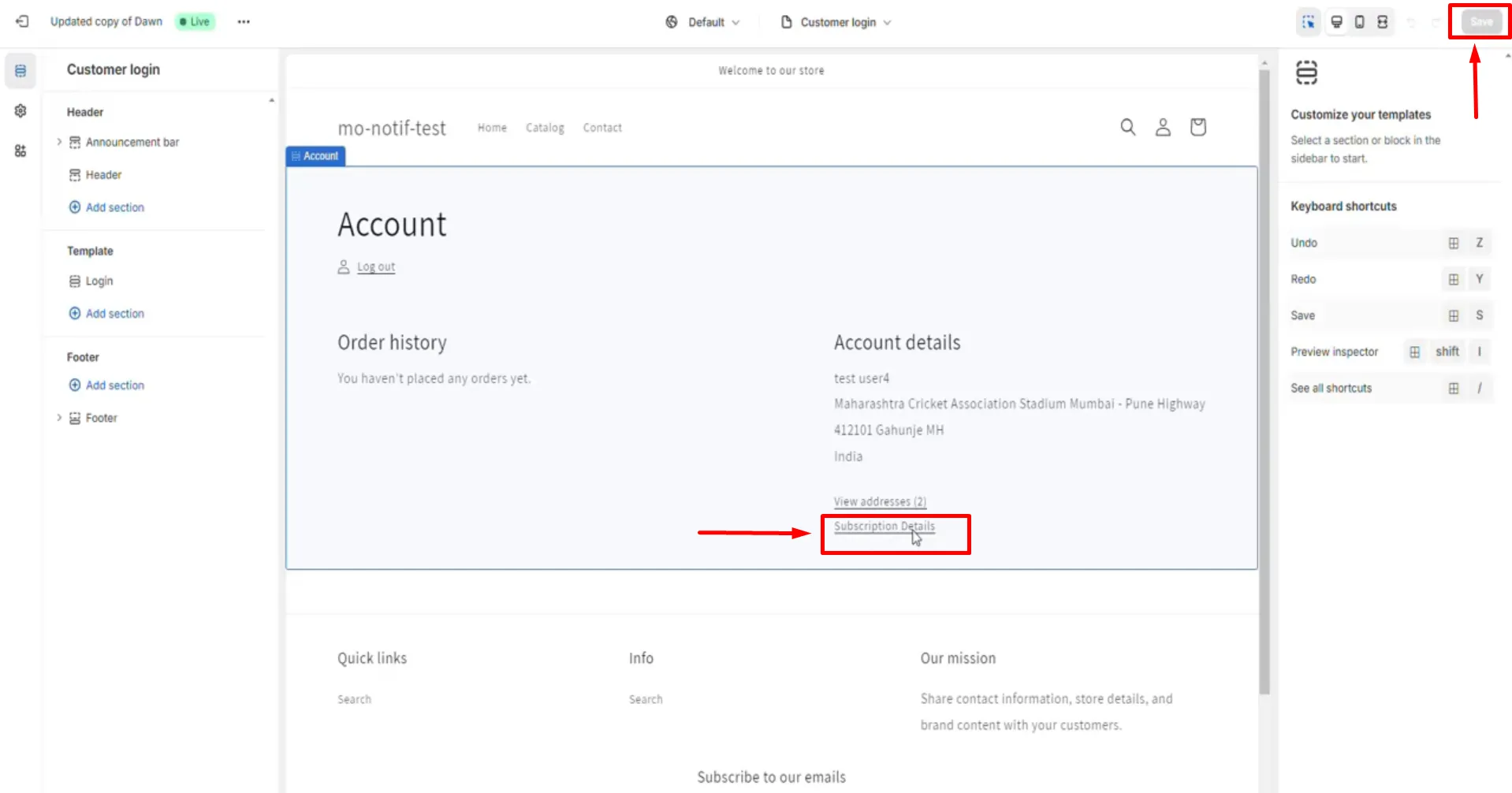 Shopify Subscription Management - Allow customers to view Subscription Deatils