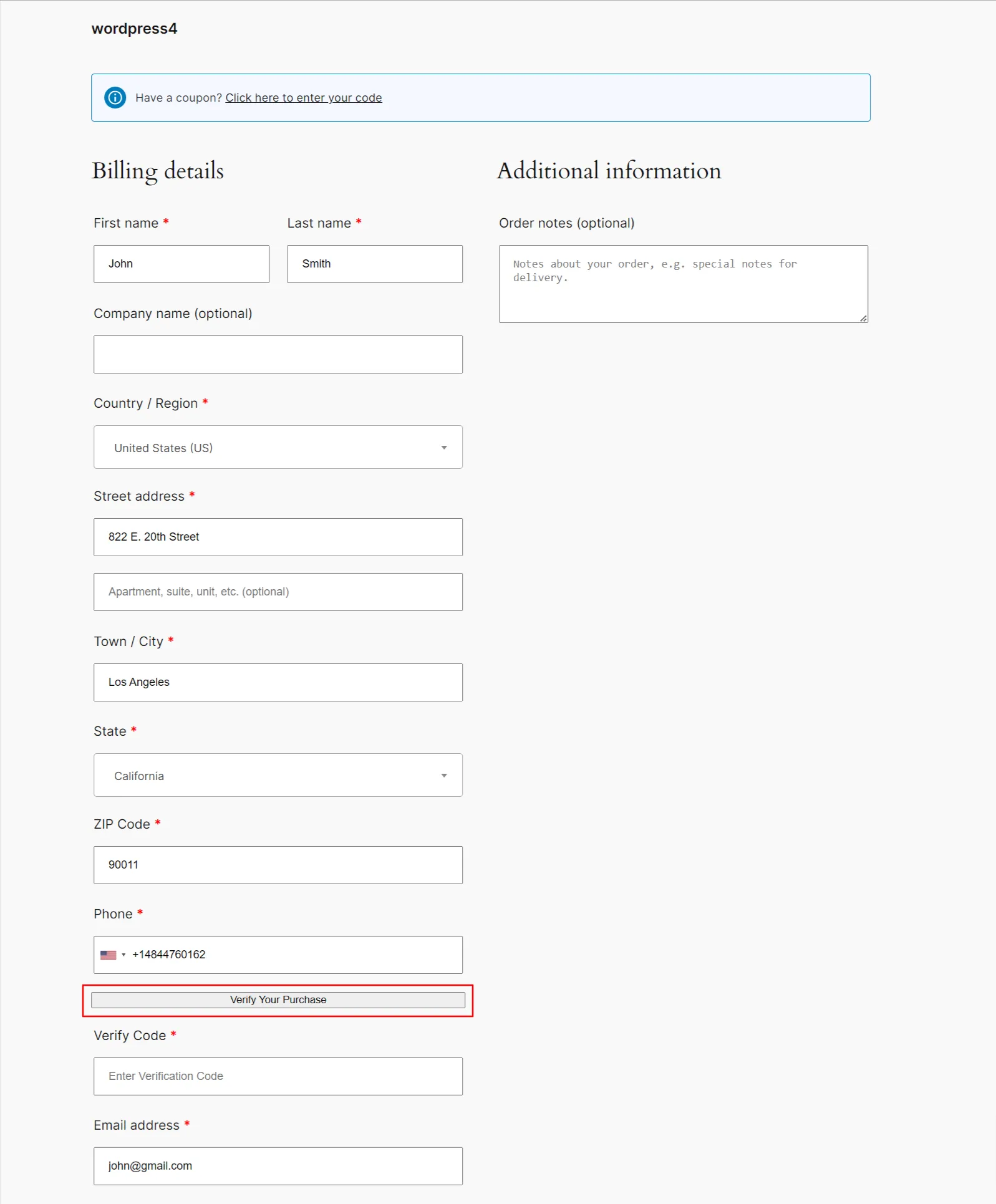 WooCommerce Checkout Form OTP - WooCommerce checkout form