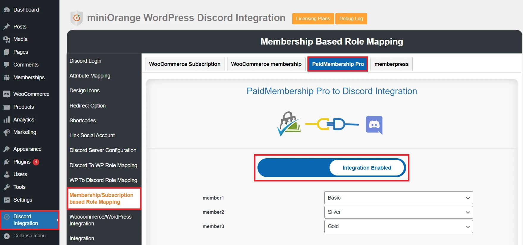 WordPress discord plugin - role mapping - 