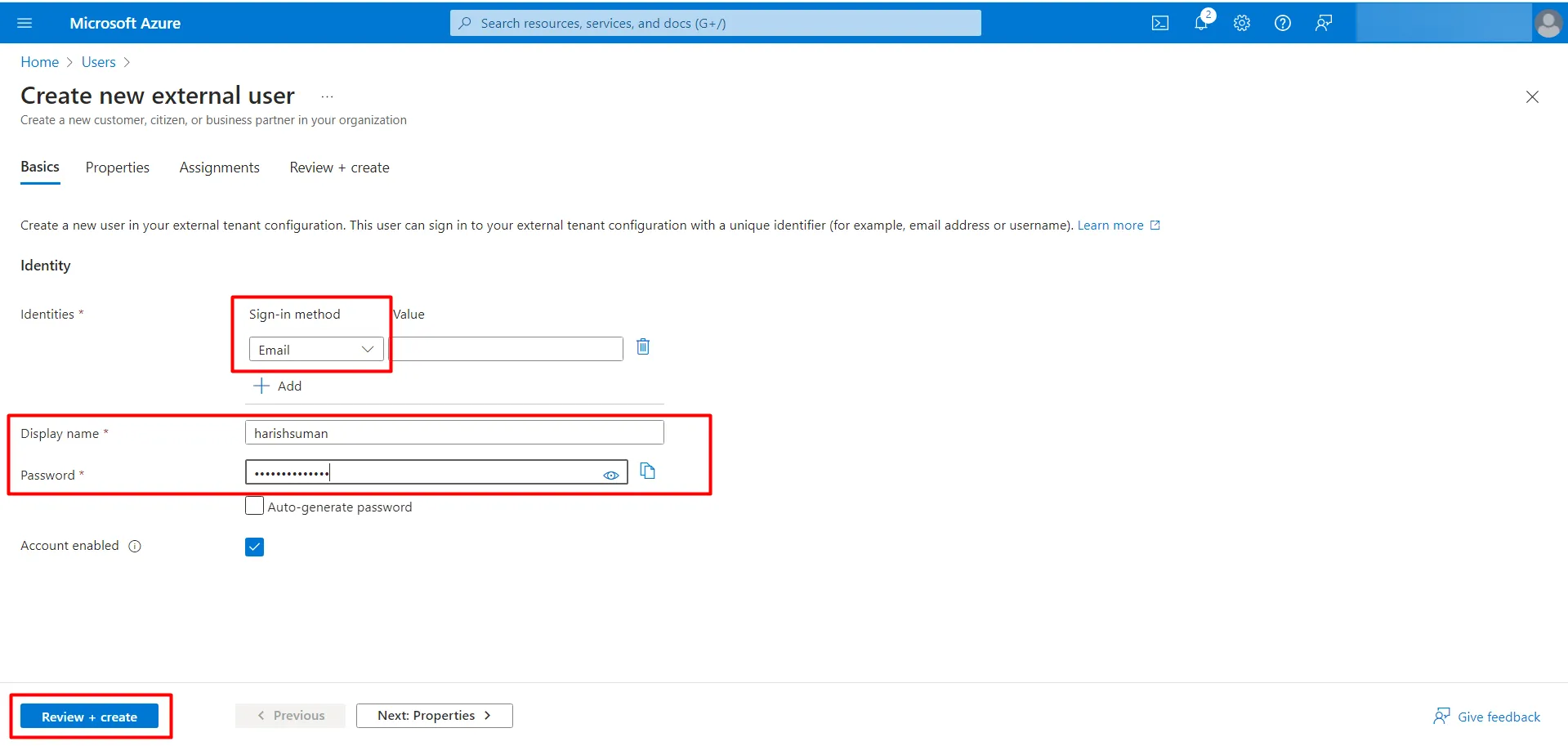 Azure AD B2C Shopify (SSO) - fill required fields