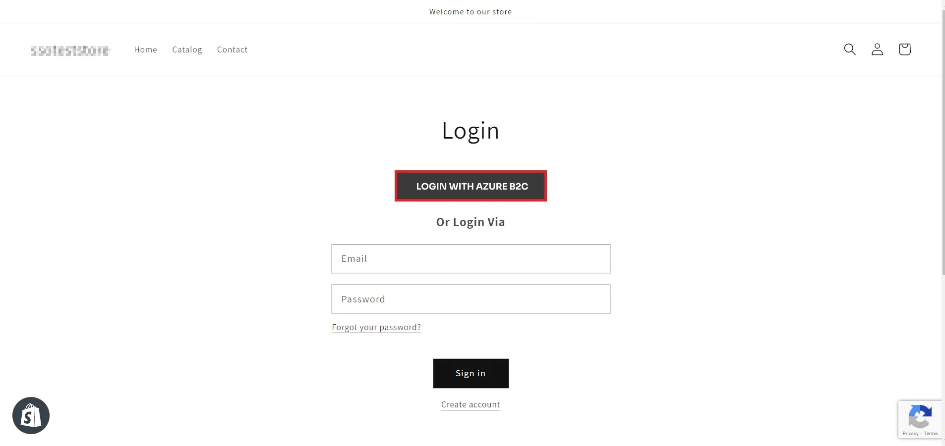 Azure AD B2C Shopify (SSO) - click on login button