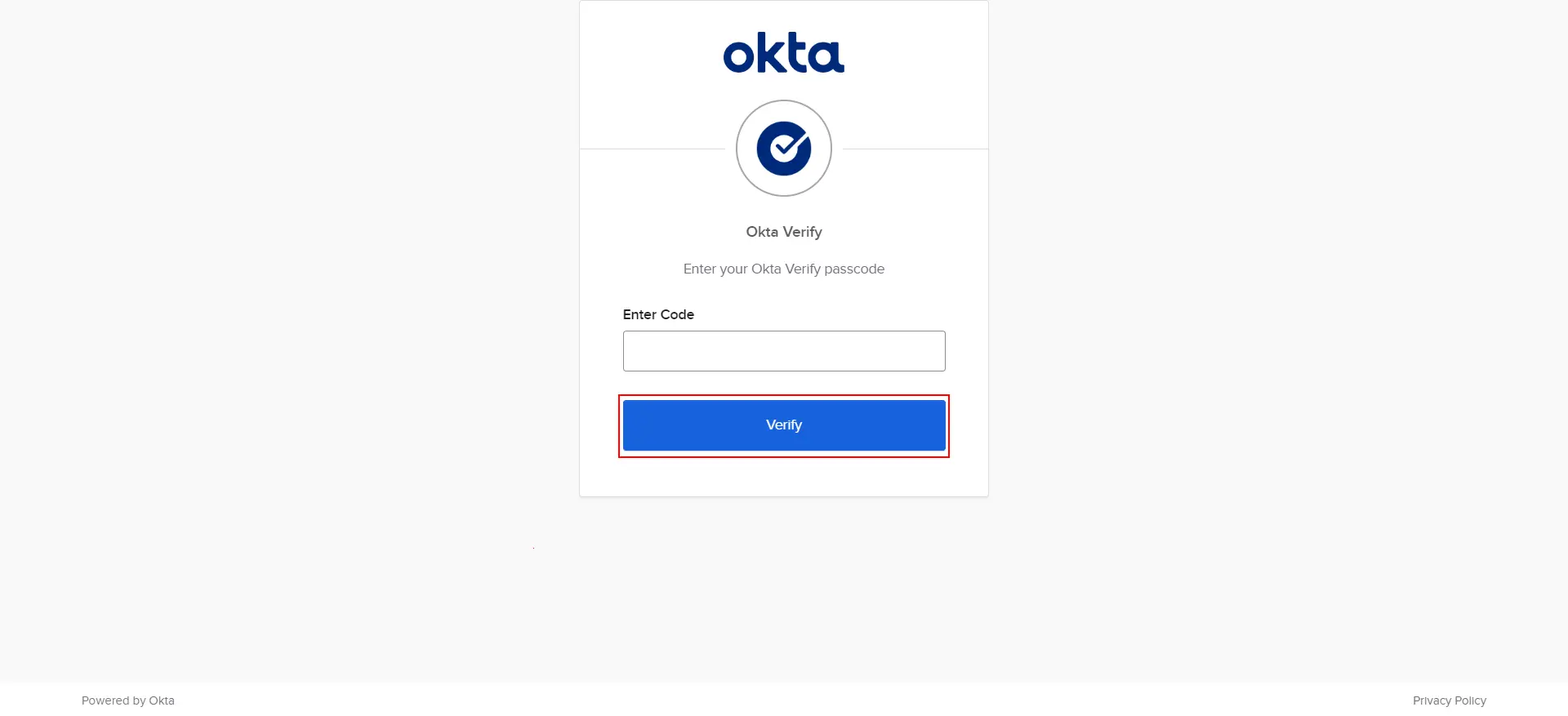 Okta Shopify SCIM - Enter Okta Passcode