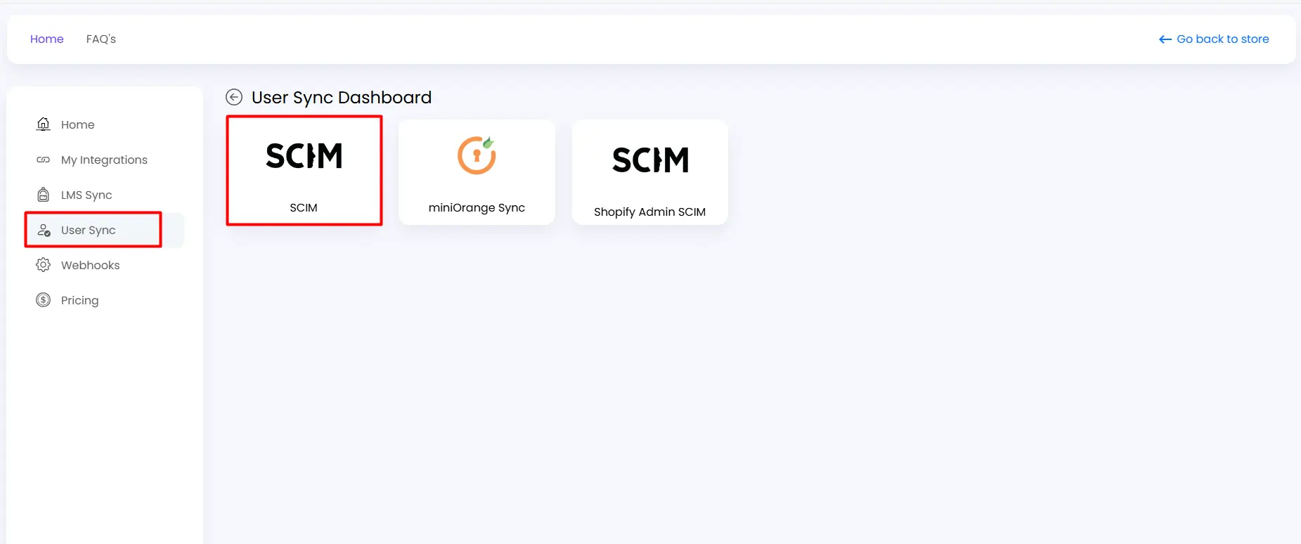 Shopify SCIM Provisioning - Click on User Sync then on SCIM