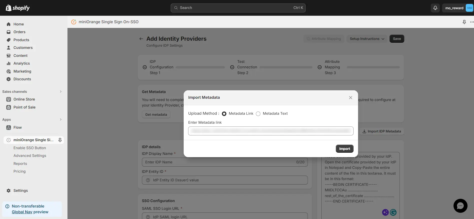 Shopify SSO - Select Auth0 as IDP