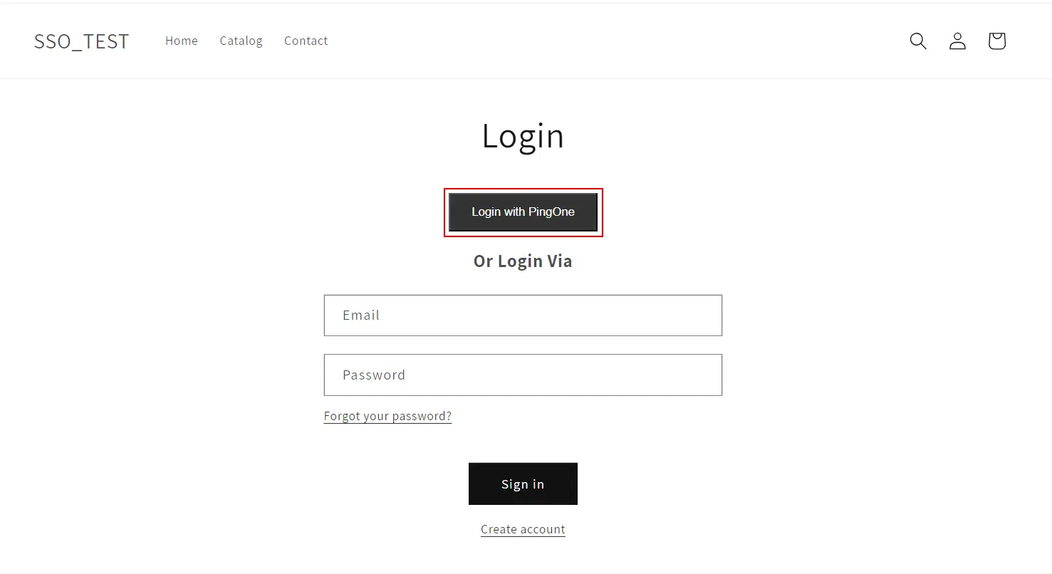 Shopify SSO - PingOne Login Button Test