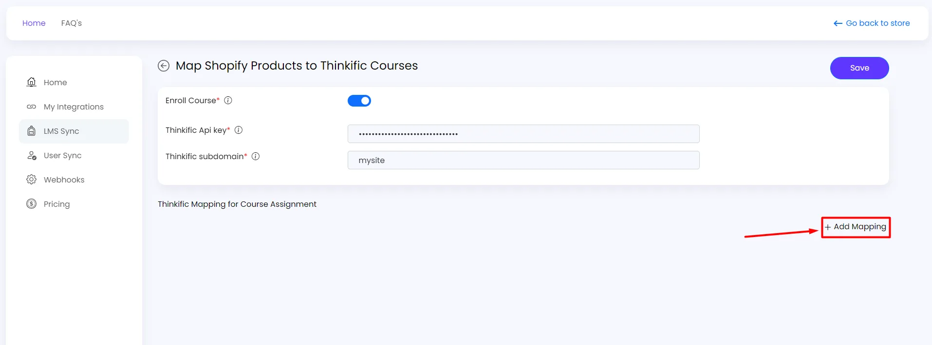 Shopify Thinkific Integration Guide - Connect Shopify with Thinkific - add mapping