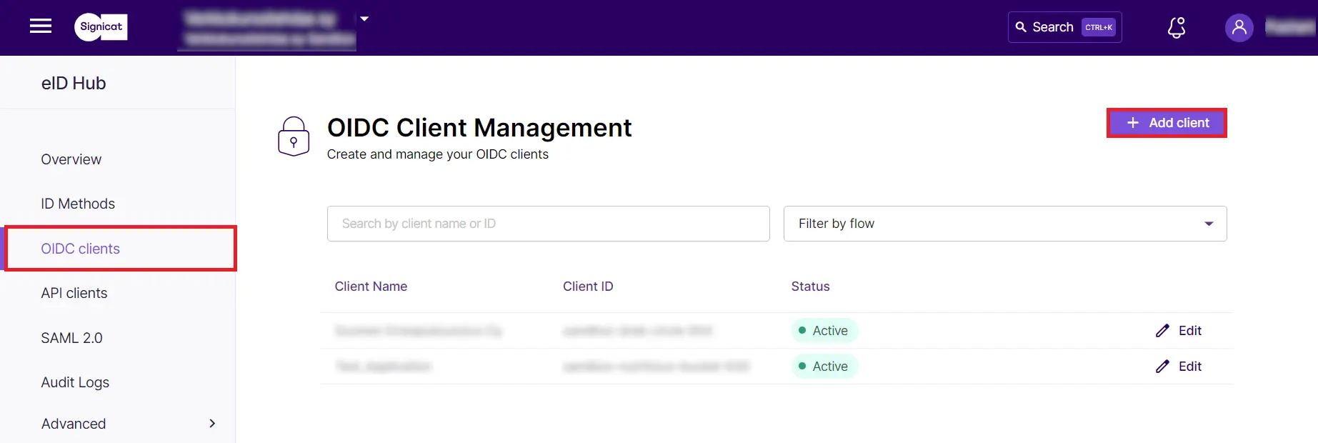 Signicat Single Sign-On (SSO) OAuth - Select Application