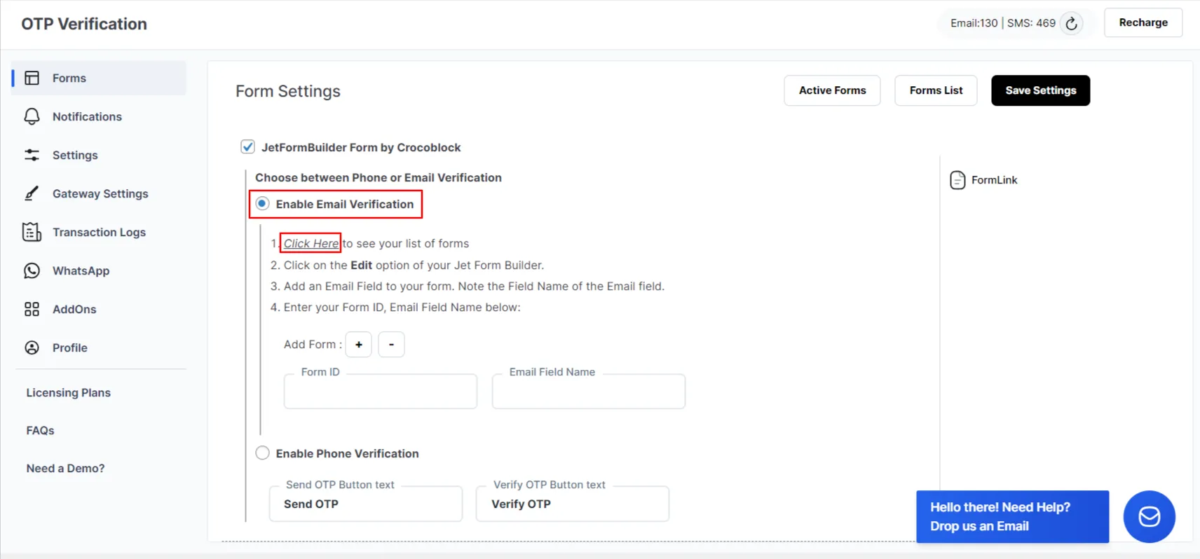 Crocoblock JetFormBuilder OTP Verification - Enable Email verification
