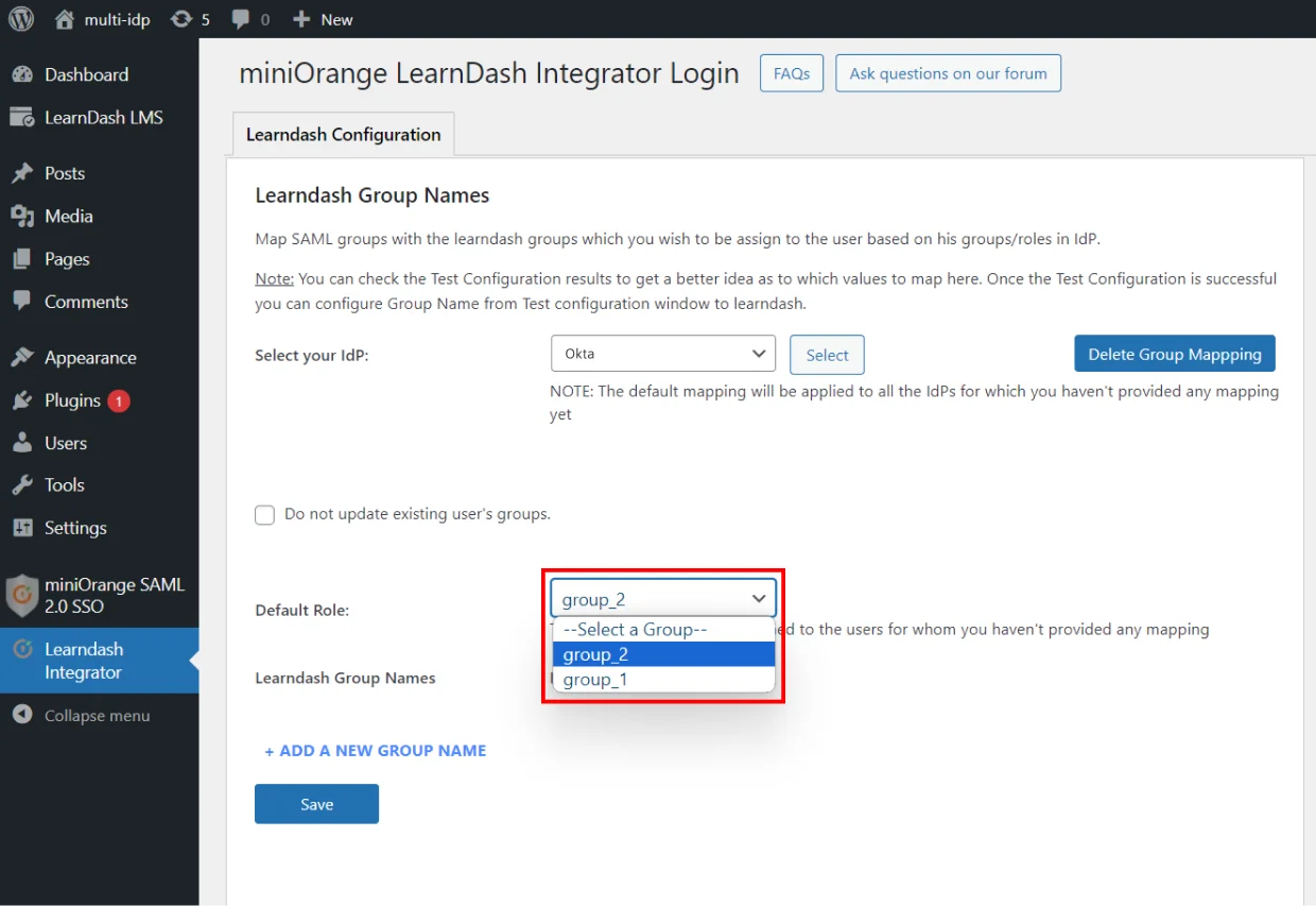 WordPress LearnDash Integration - Default membership role
