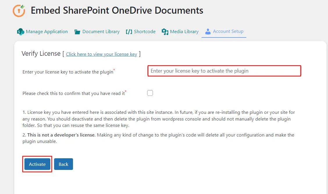 Embed SharePoint OneDrive Documents - Enter License deatils