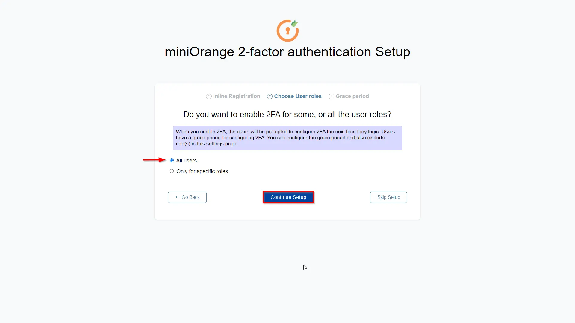 setup google authenticator - choose all users