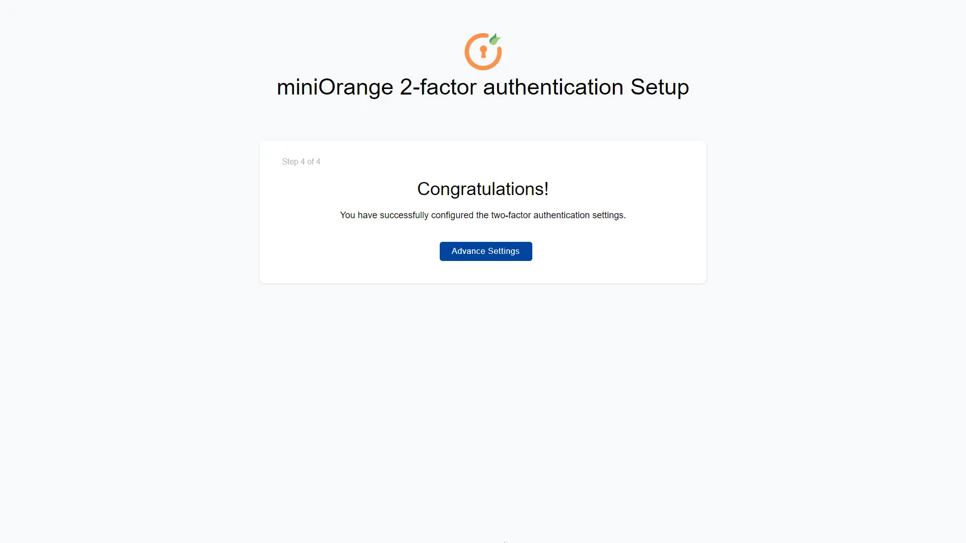 google authenticator setup - compelted