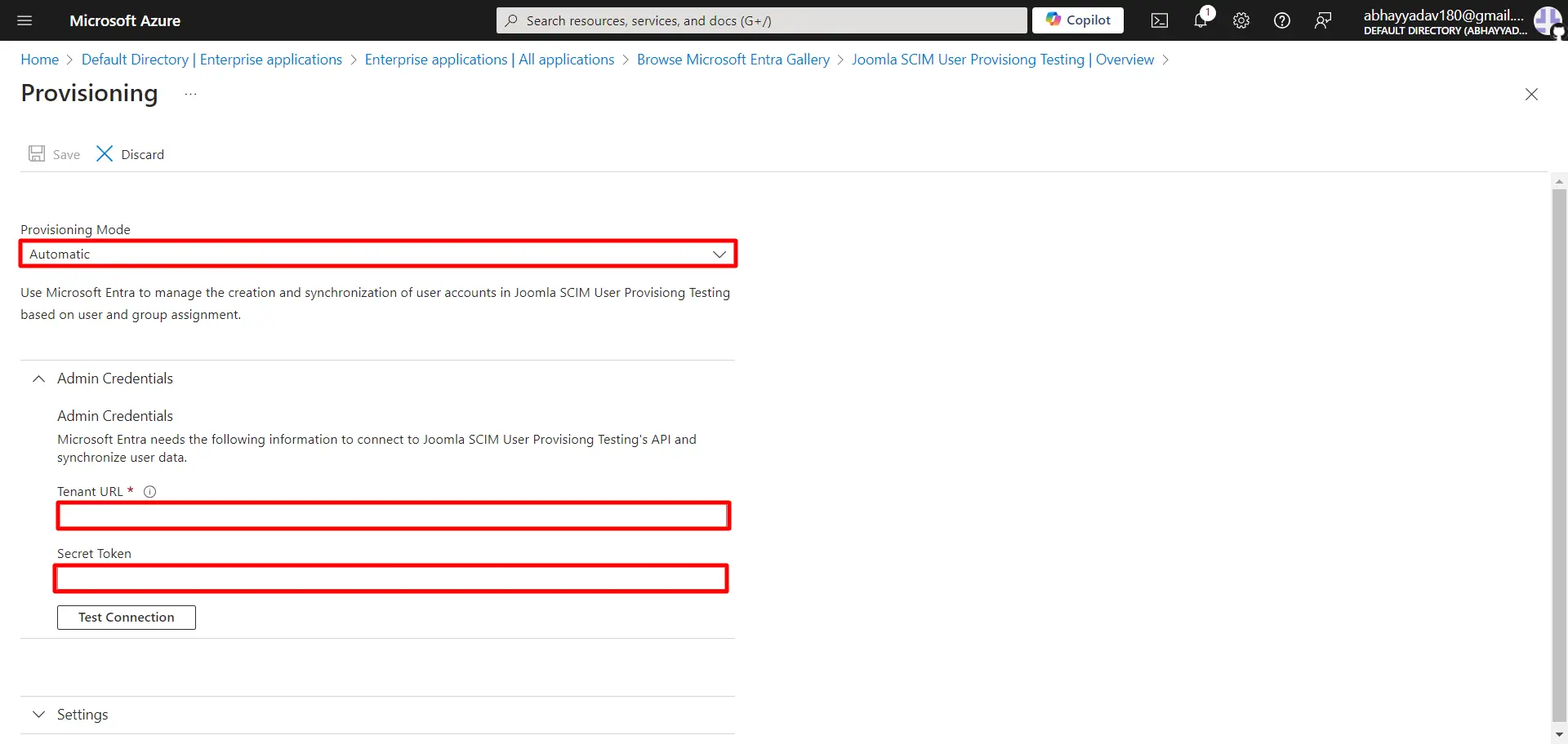 SCIM User Provisioning with Azure AD - Configure Provisioning