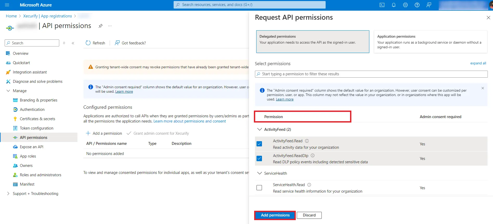 Login with Office 365 Single Sign-on (SSO) -Request-api-permissions