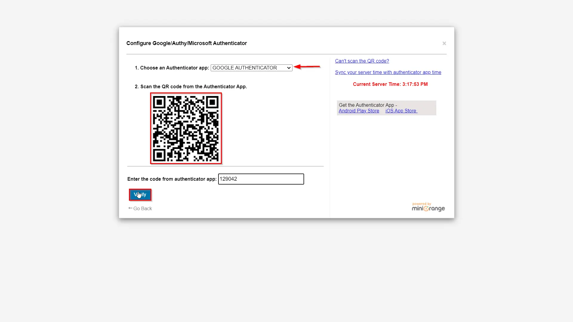 google authenticator setup - scan the qr code