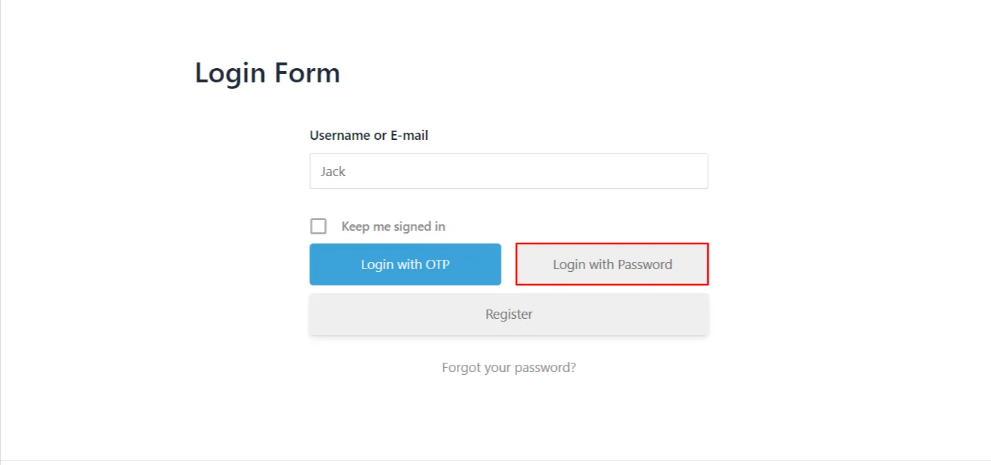 Ultimate Member Login Form - login with password