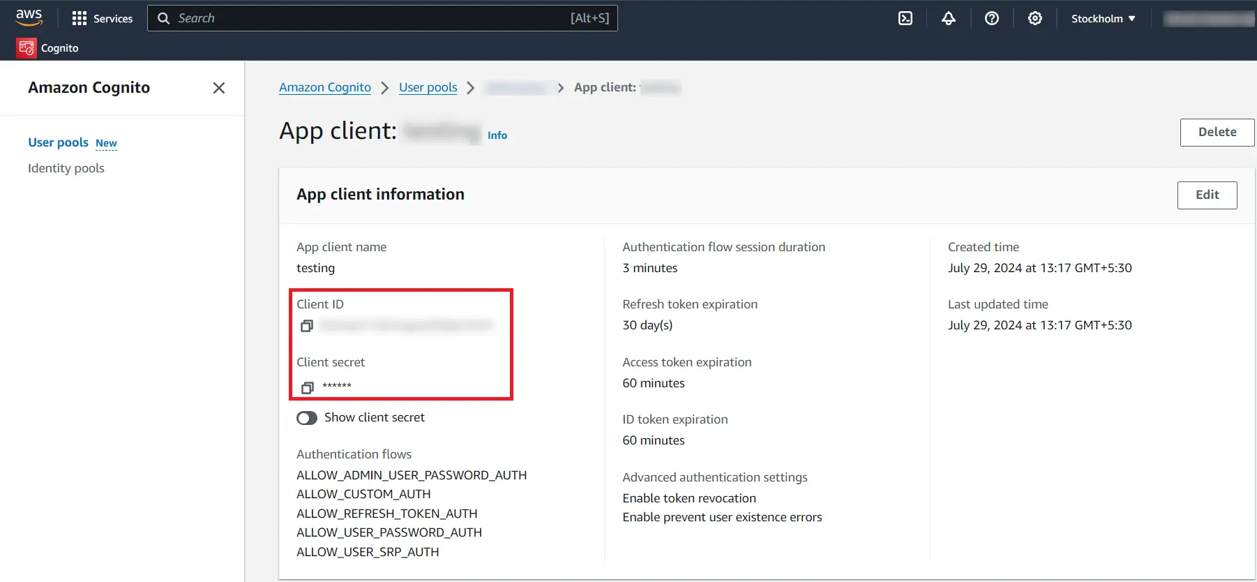 aws cognito single sign on wordpress integration-client-secret