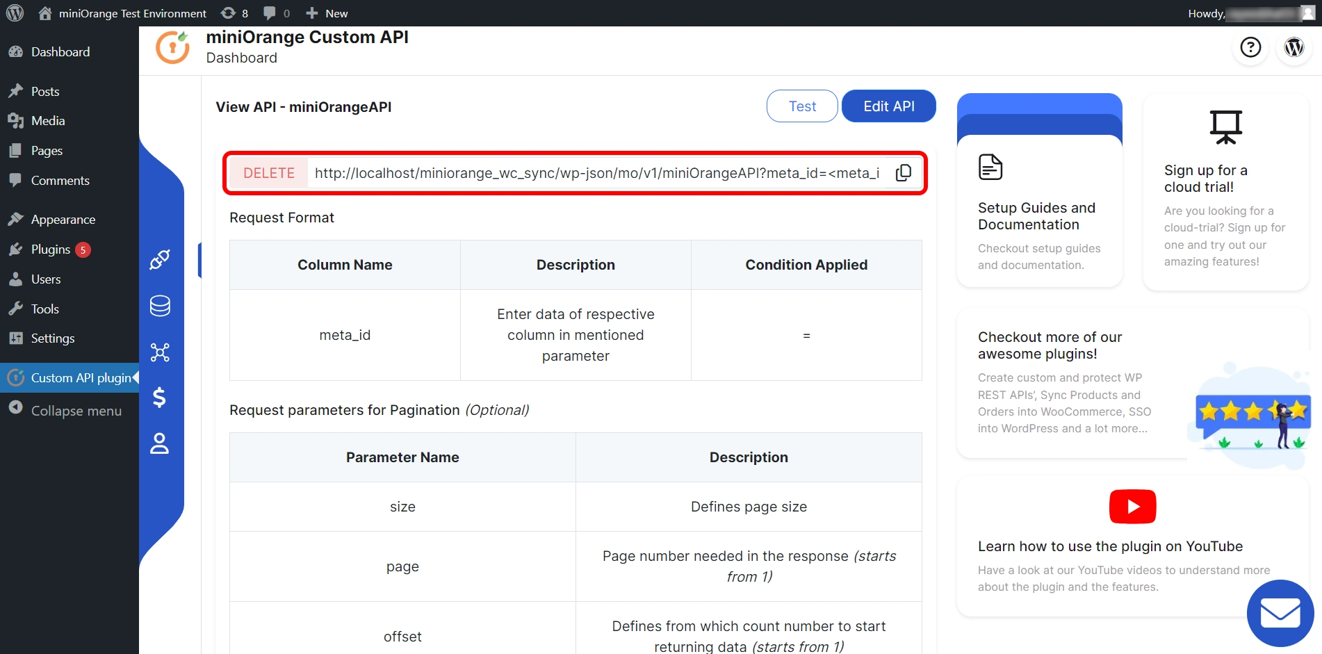 Custom REST API create API with GET, PUT, POST and DELETE method