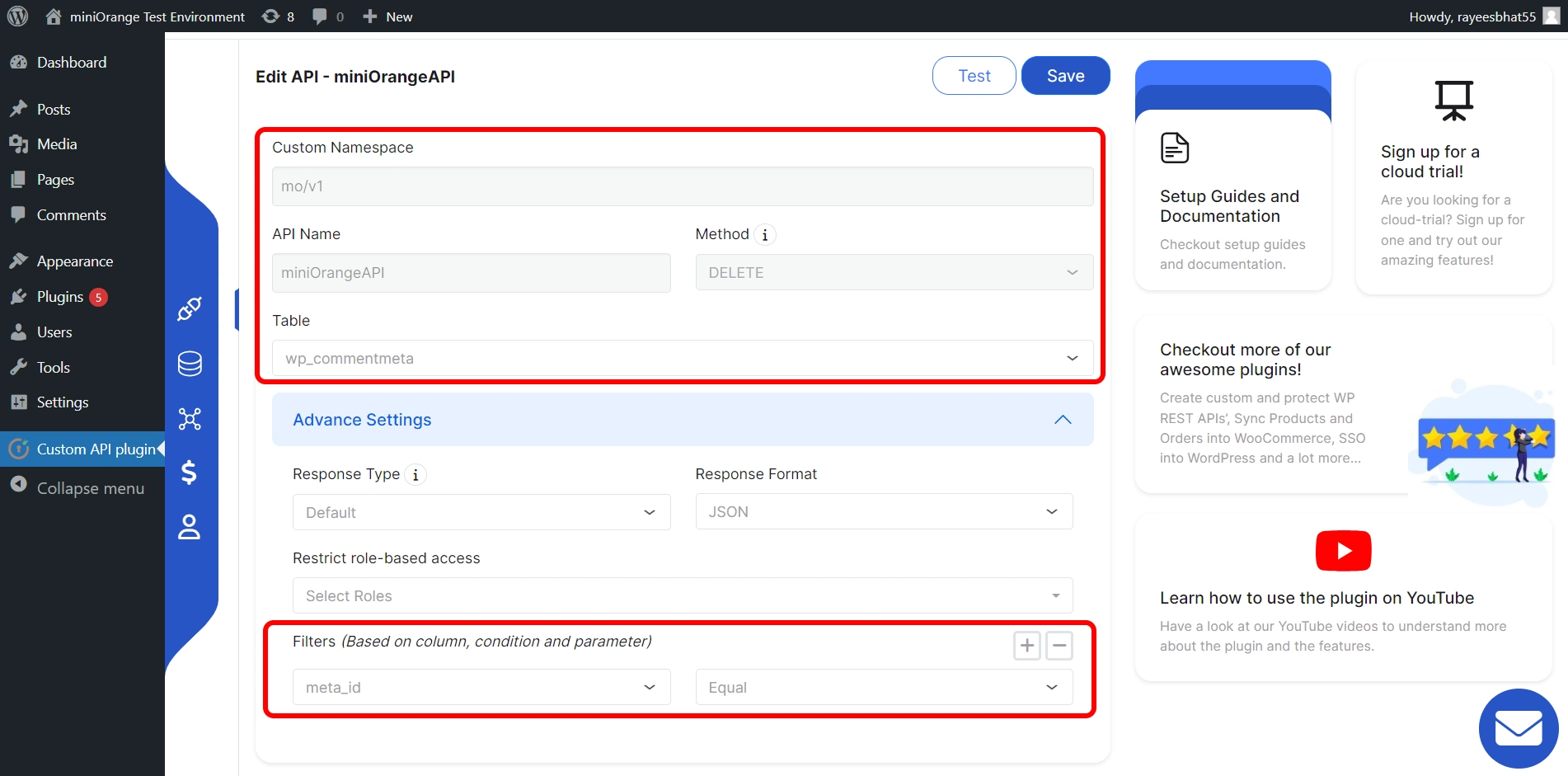 Custom REST API create API with GET, PUT, POST and DELETE method