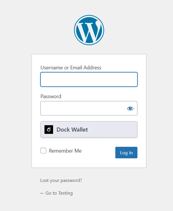 setup digital identity using dock wallet app- login button