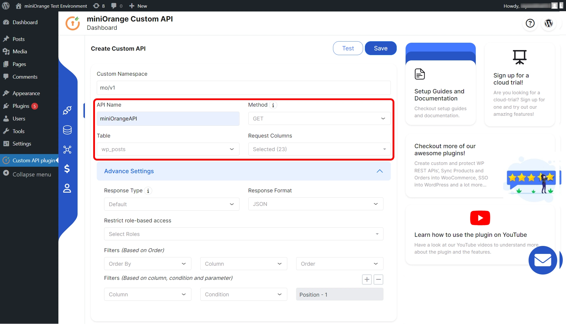 Custom REST API create API with GET, PUT, POST and DELETE method