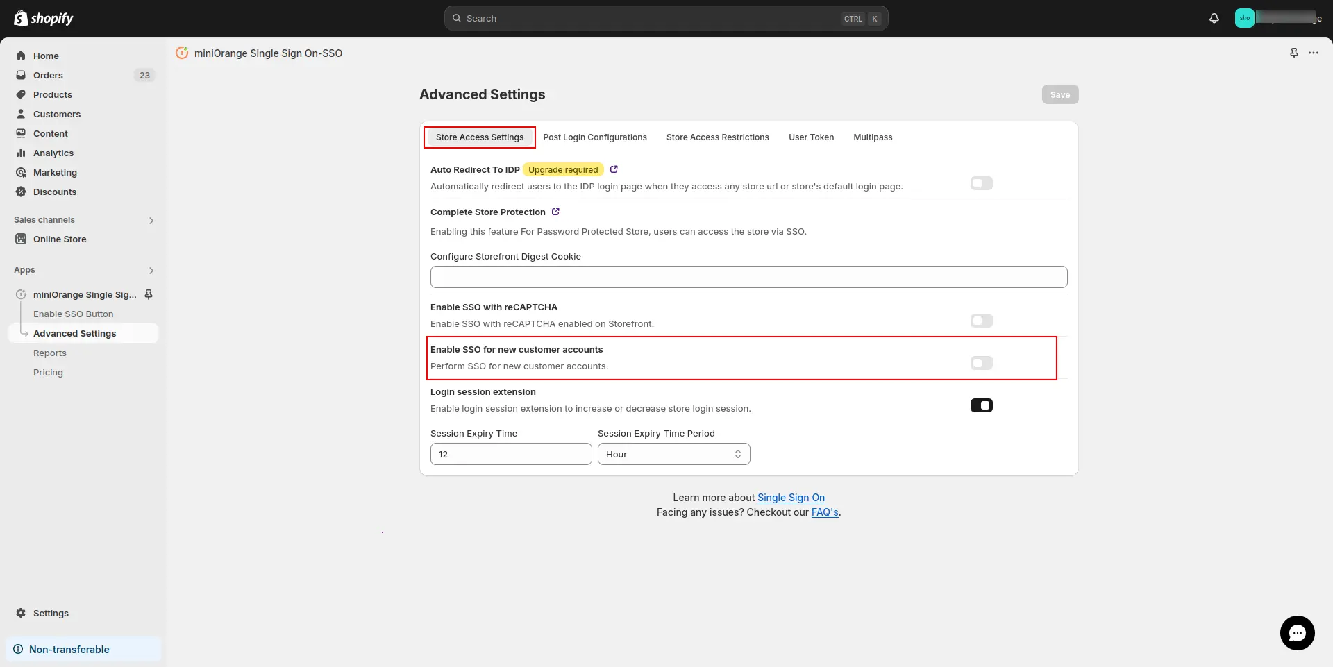 Shopify SSO - Enable SSO for Shopify New Customer Accounts