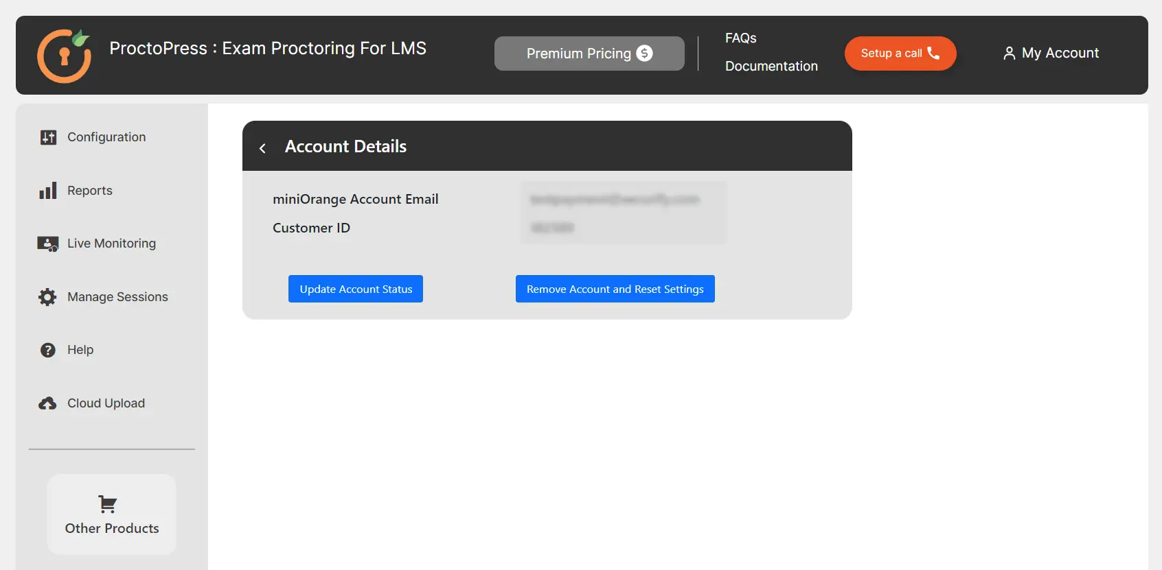 miniorange proctopress online exam proctoring for LMS Account details