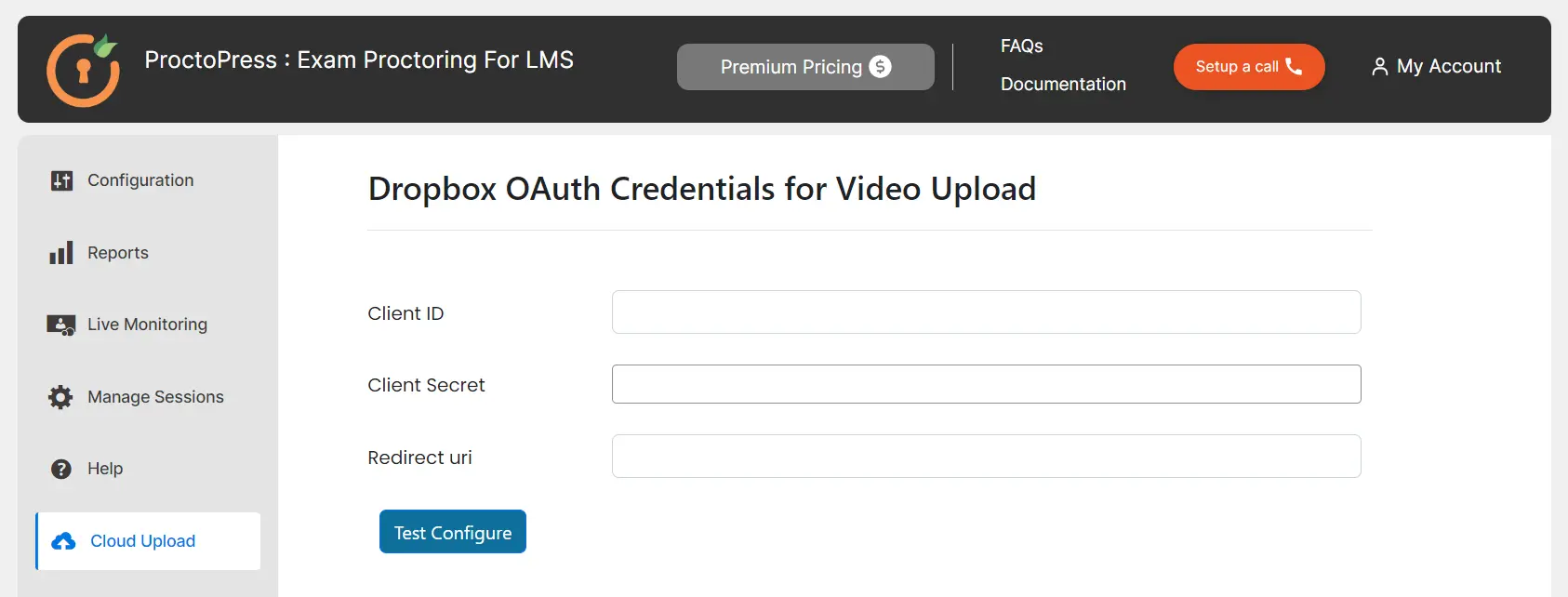 miniorange proctopress online exam proctoring for LMS upload candidate video to the cloud