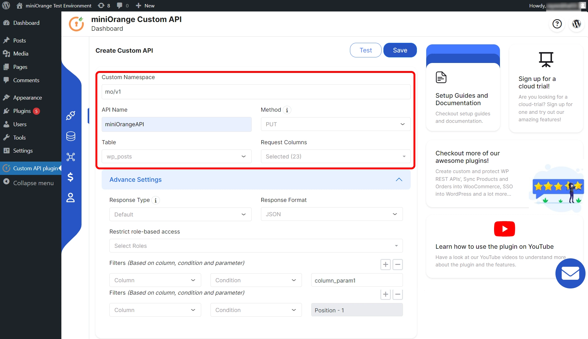 Custom REST API create API with GET, PUT, POST and DELETE method