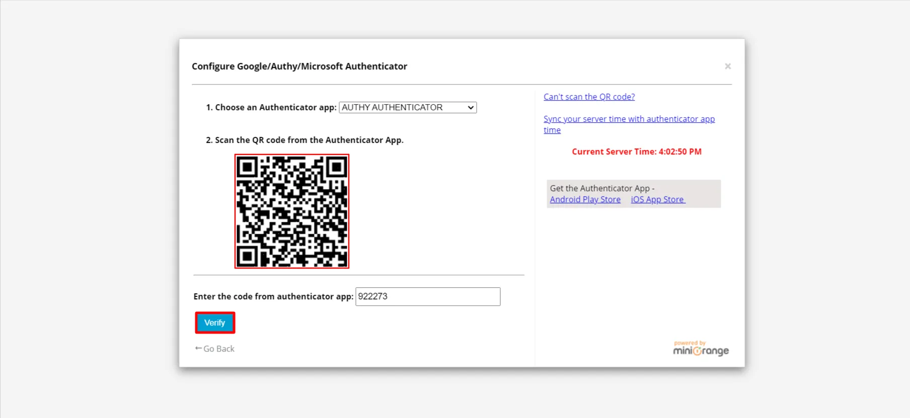 Authy authenticator setup - scan the qr code