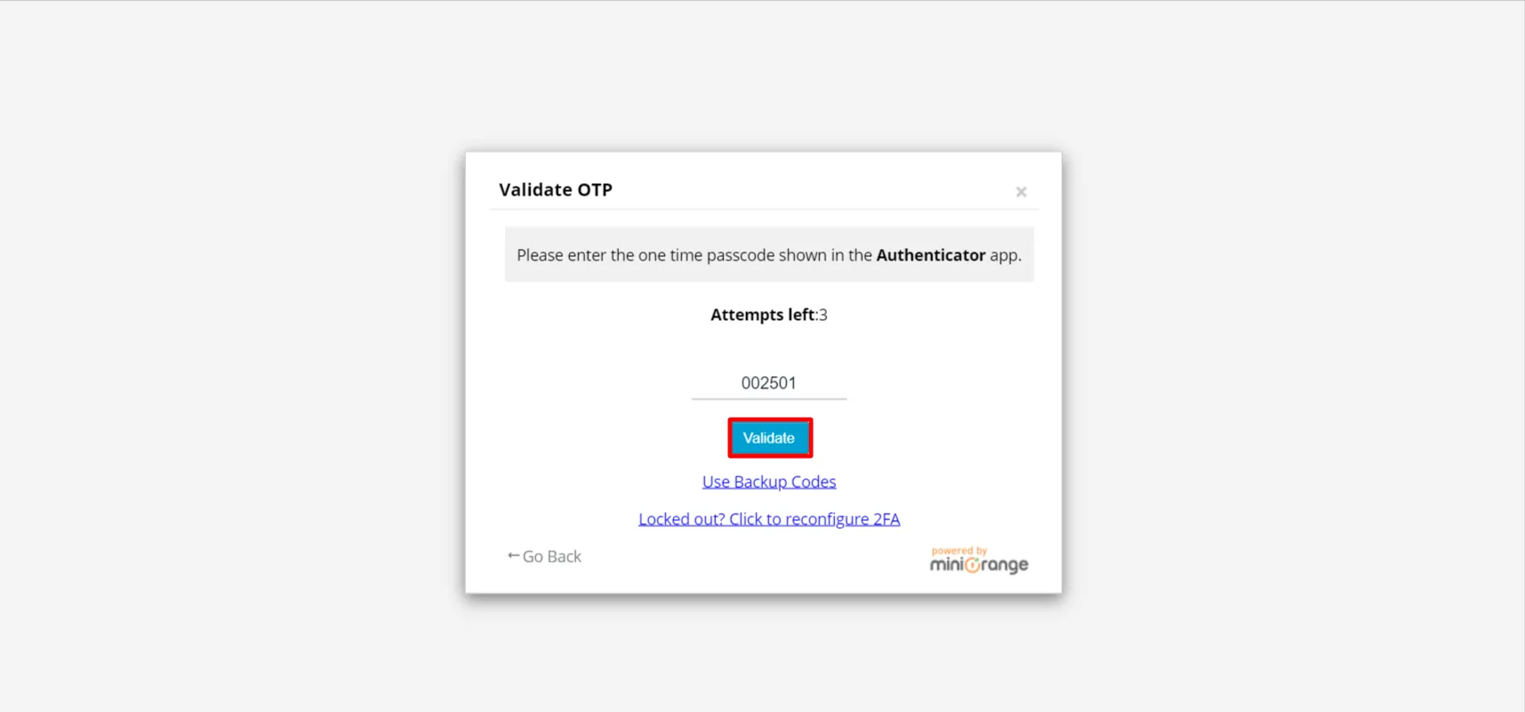 setup Microsoft authenticator - enter 2fa code to verify