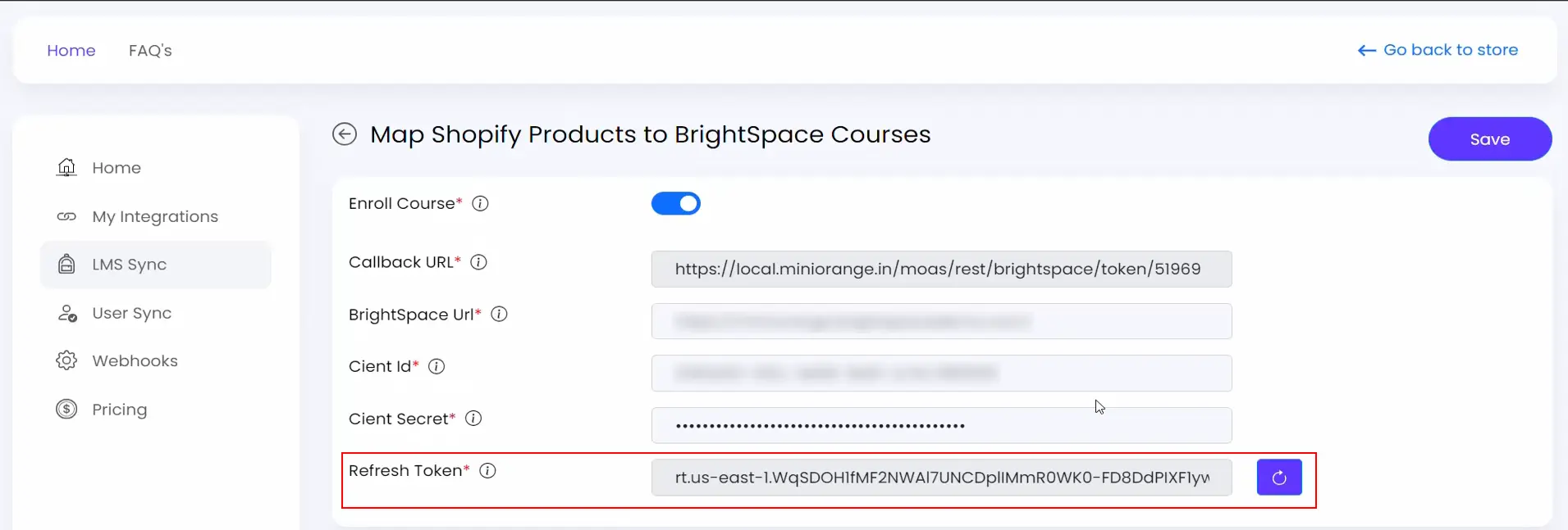 Shopify Brightspace Integration Guide - Connect Shopify with Brightspace - Refresh Token