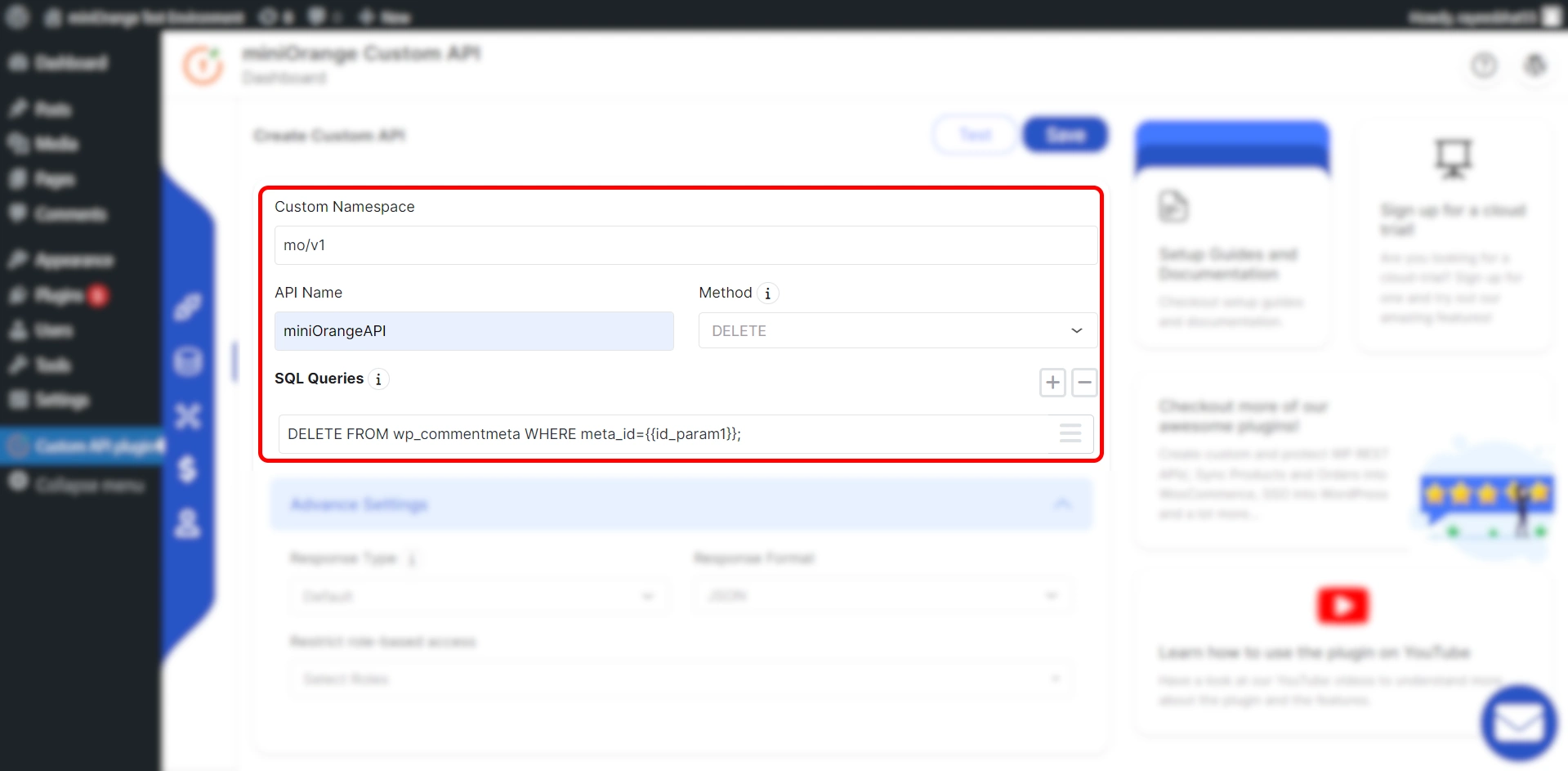 WordPress custom SQL query-Delete method