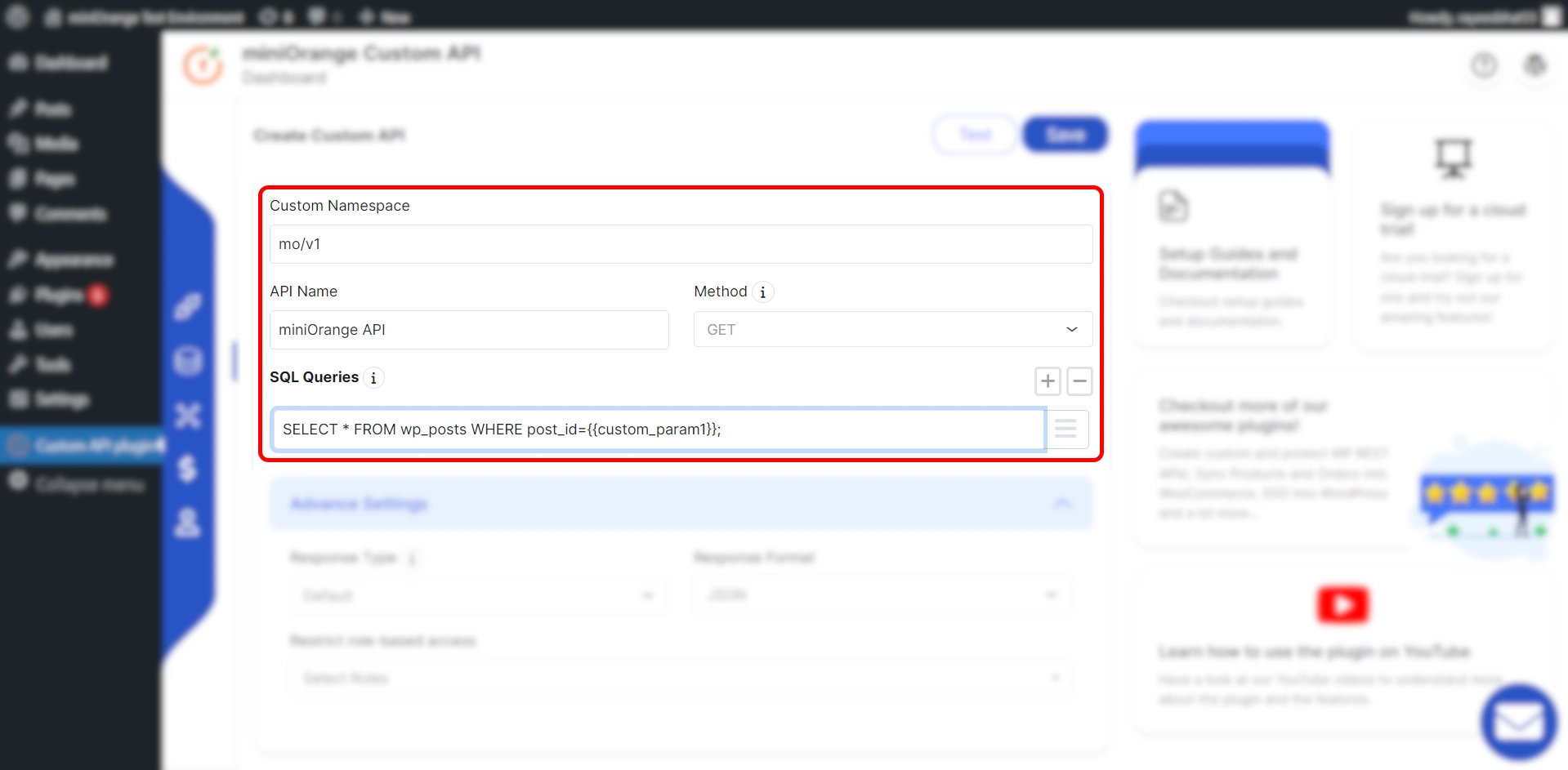 WordPress custom SQL query-Get method