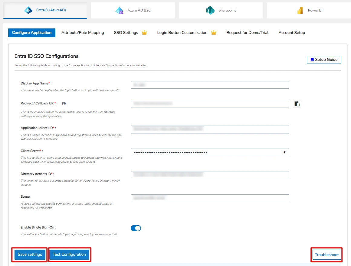 azure office365 integration - Azure AD Test Configuration