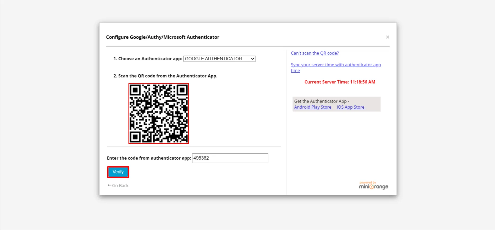 BuddyPress Login Page 2fa - Click Verify button