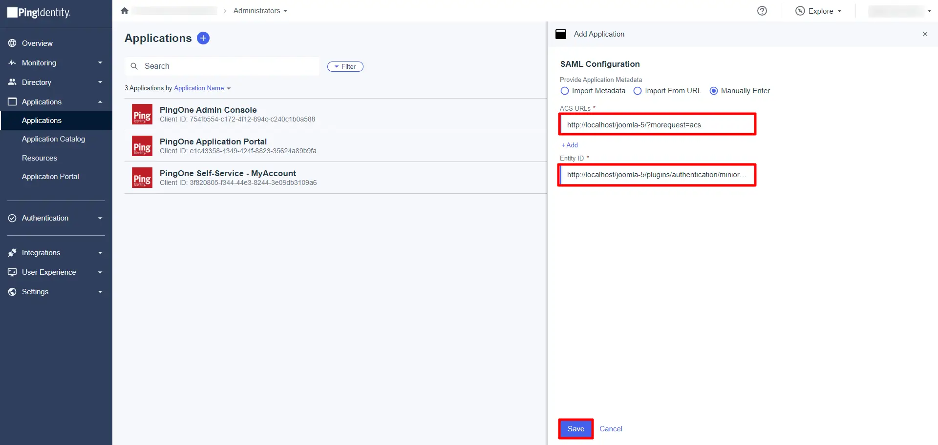 Configure PingOne Import Metadata