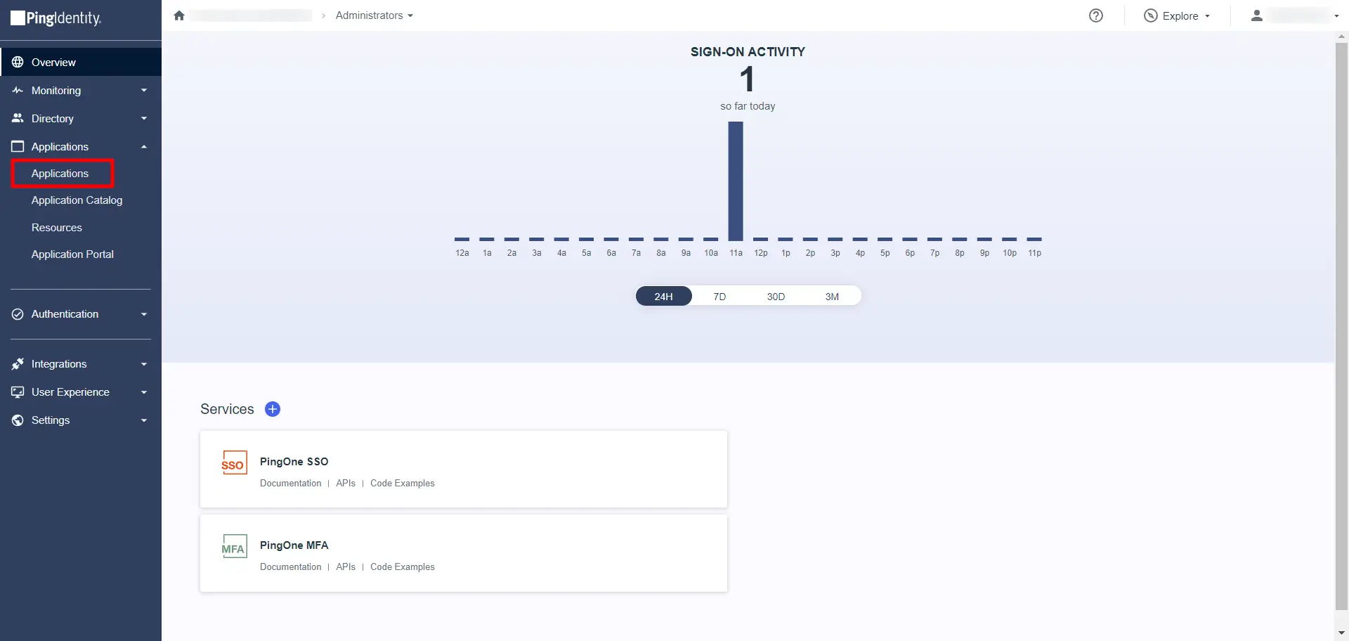 PingOne Dashboard