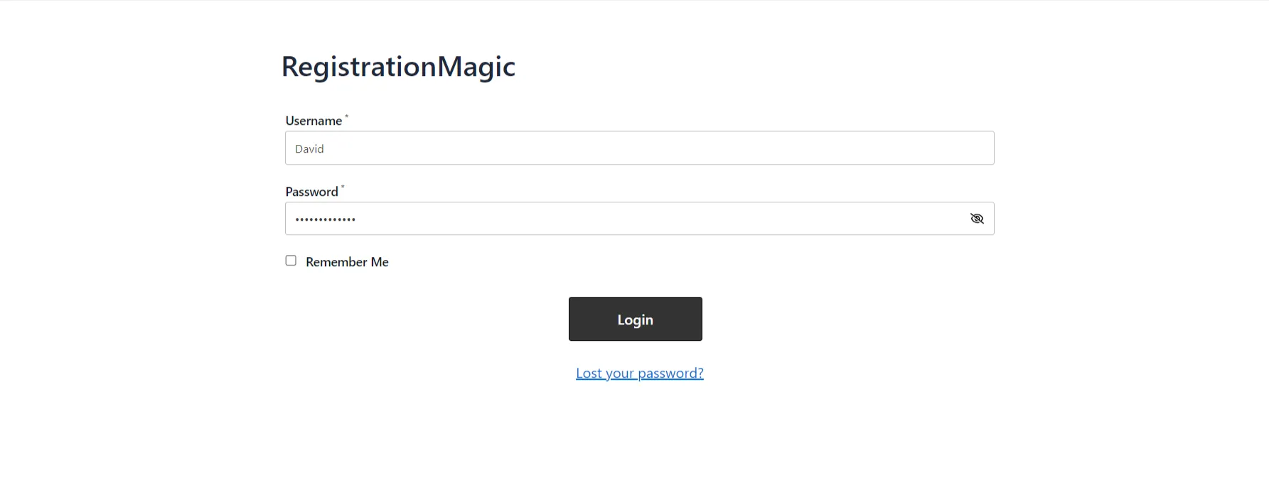 RegistrationMagic Login form 2fa - click login button