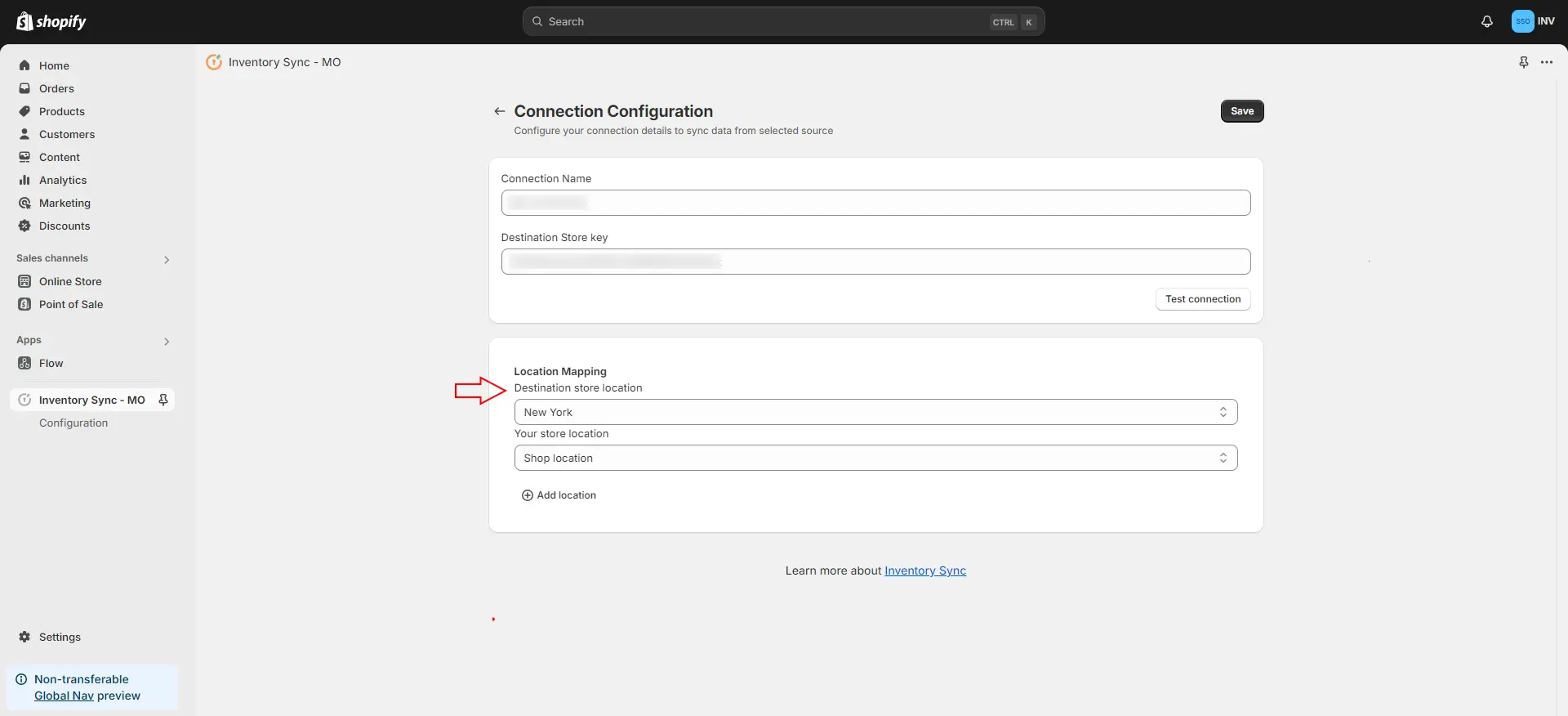 Shopify Inventory Sync MO - Match Destination and Source Stores