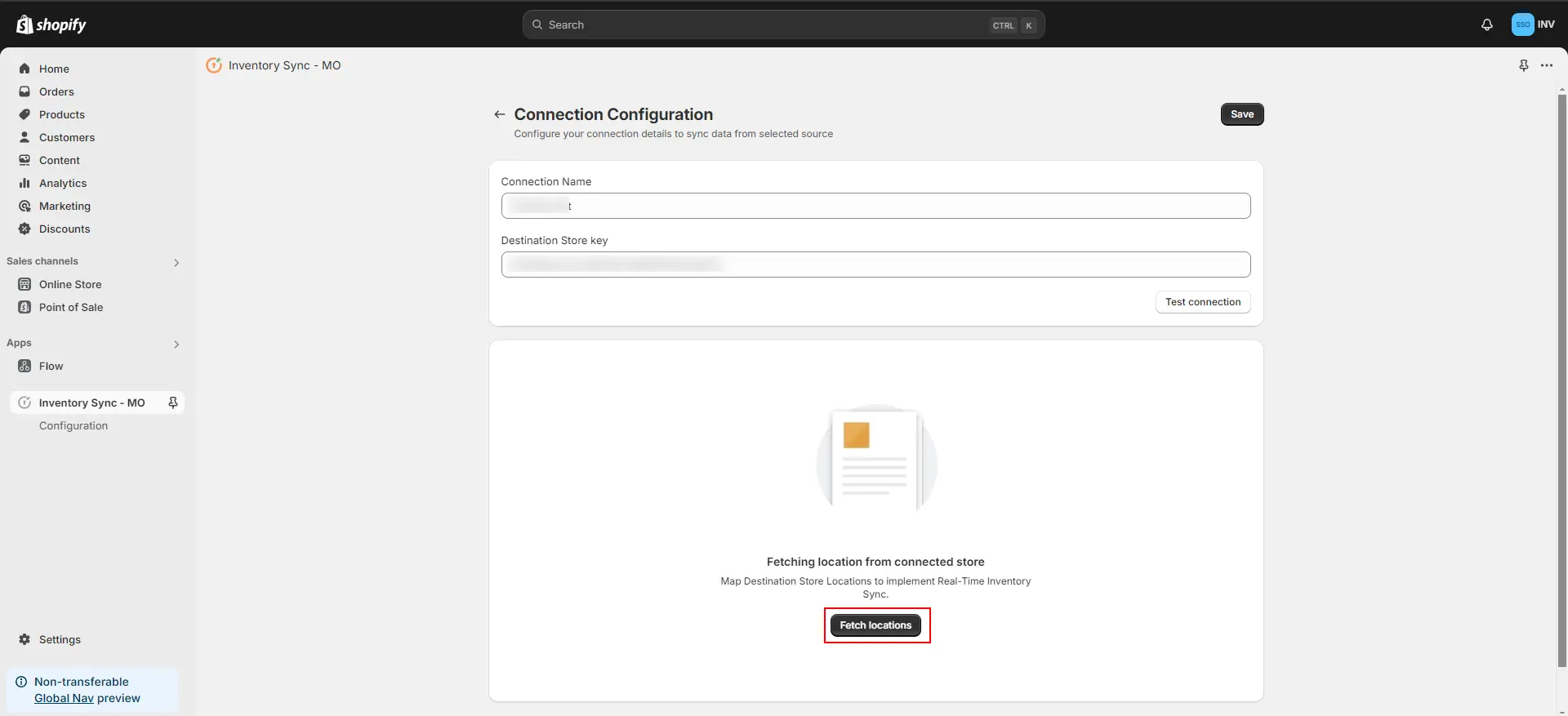 Shopify Inventory Sync MO - Fetch Locations