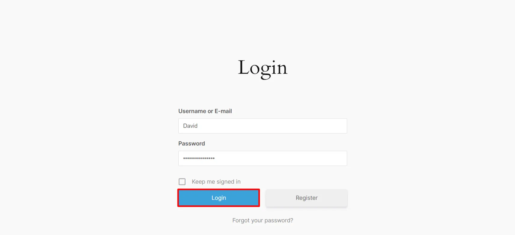 Ultimate Member Login Form - click login button